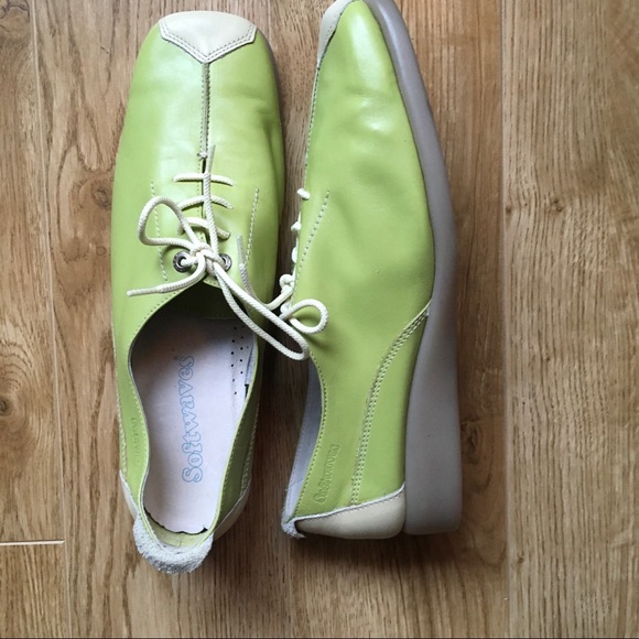 SOFTWAVES Women’s Leather Bowling Style Lace-up Shoes in Green/Cream Size 41 EU - Picture 4 of 9